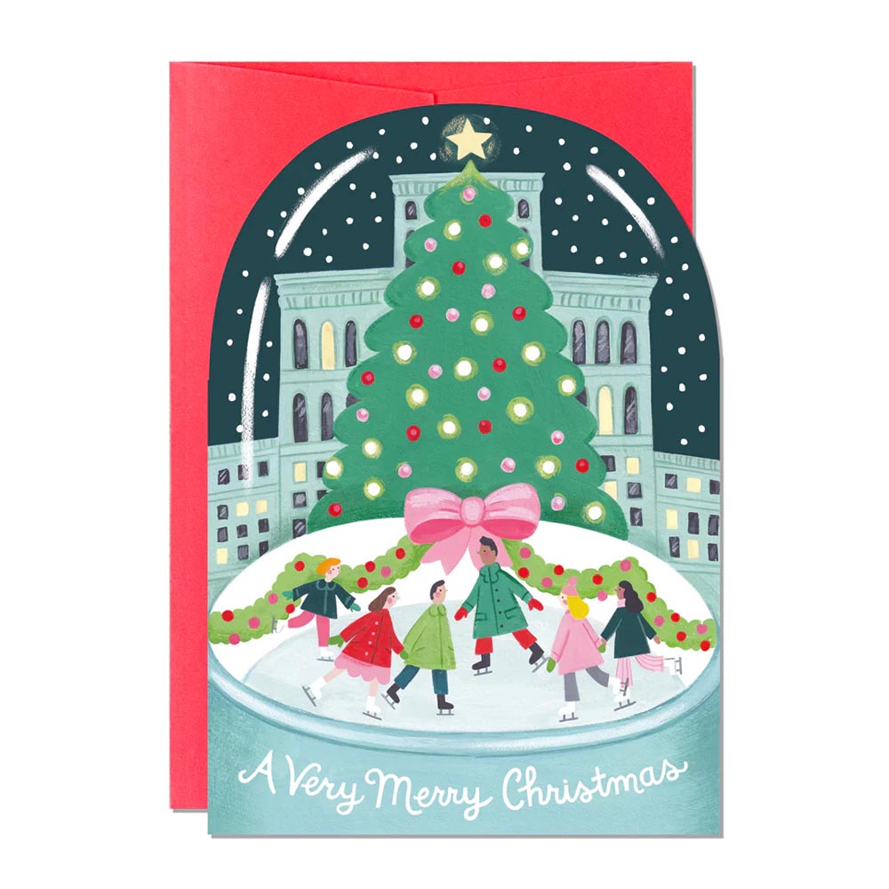 City Skating Snow Globe Christmas Card