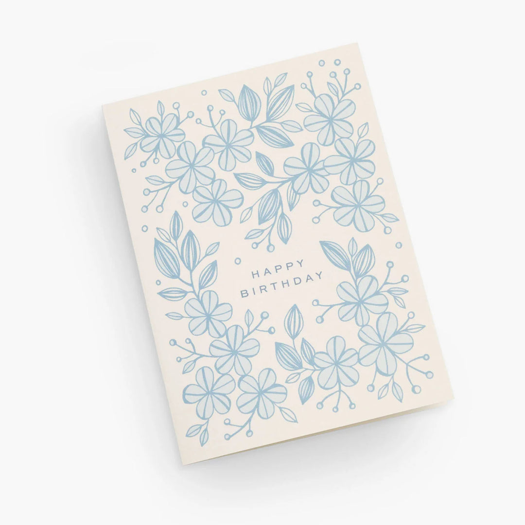 Blue Floral Birthday Card