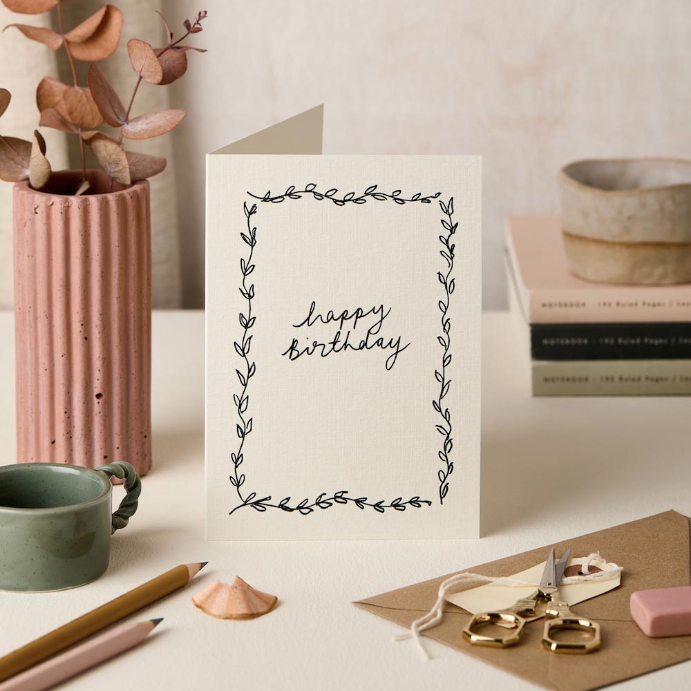 Happy Birthday Floral Border Card