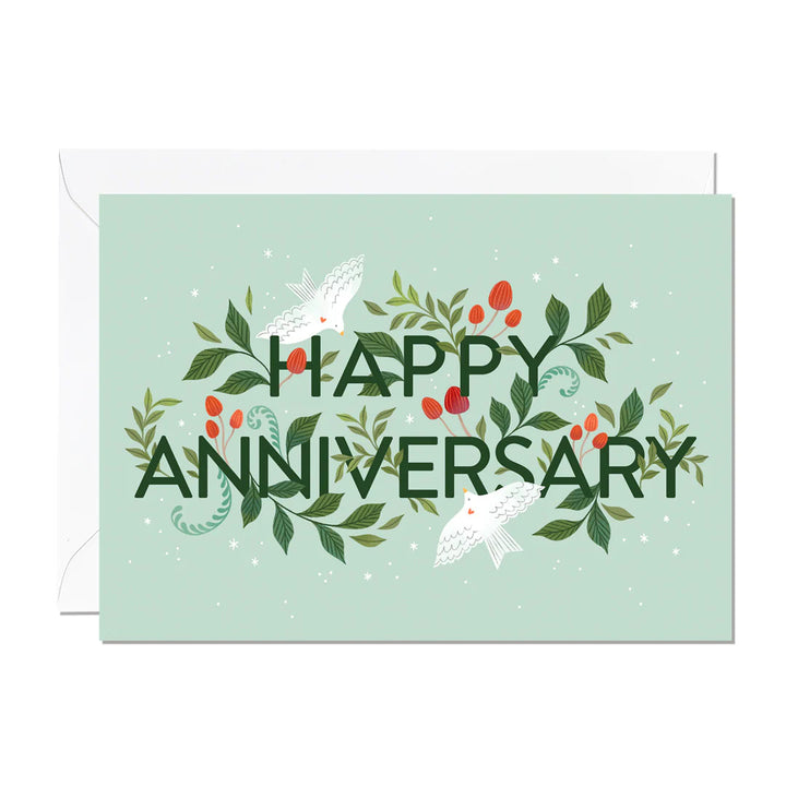 Birds and Foliage Anniversary Card