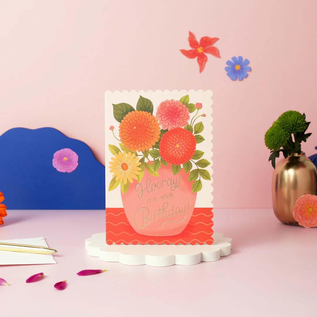 Hooray Birthday Vase Card
