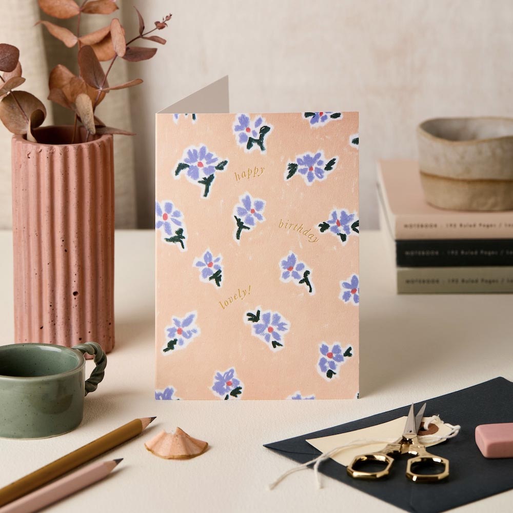 Pastel Peach Happy Birthday Lovely Card