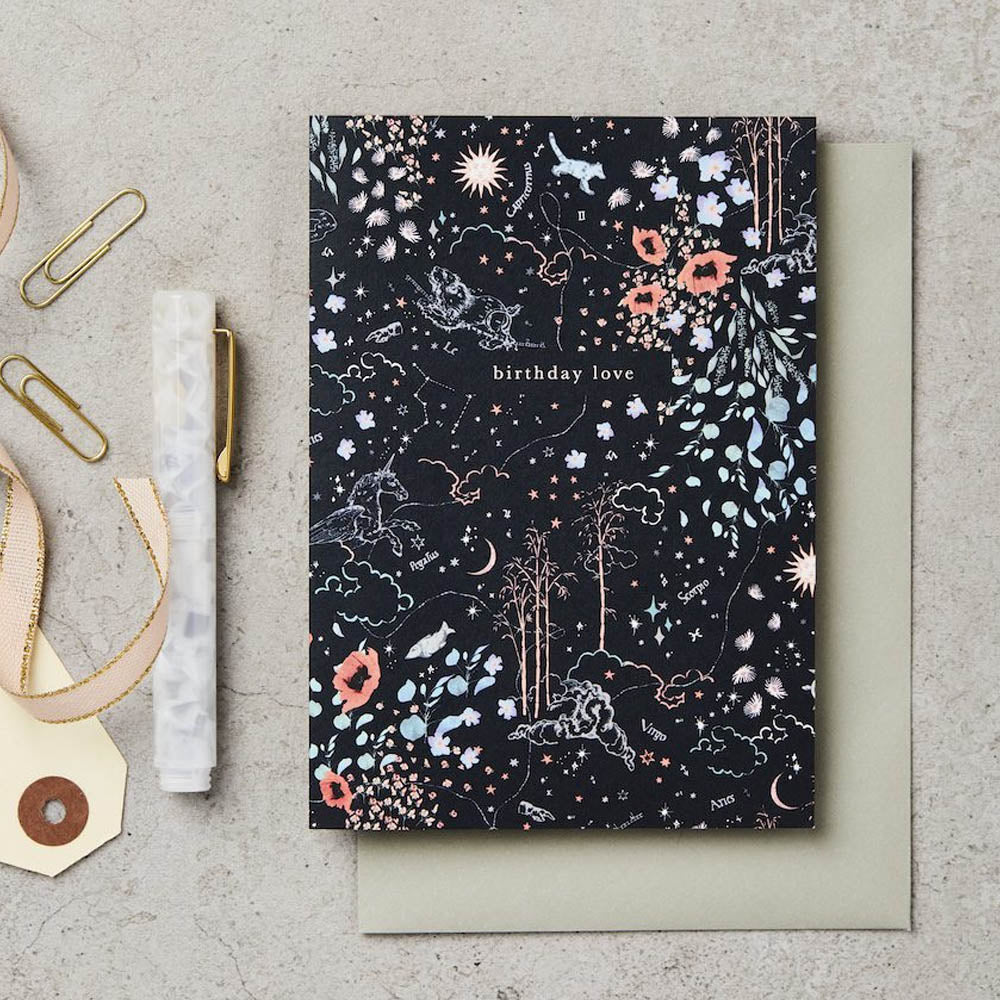 Zodiac Navy Birthday Love Card