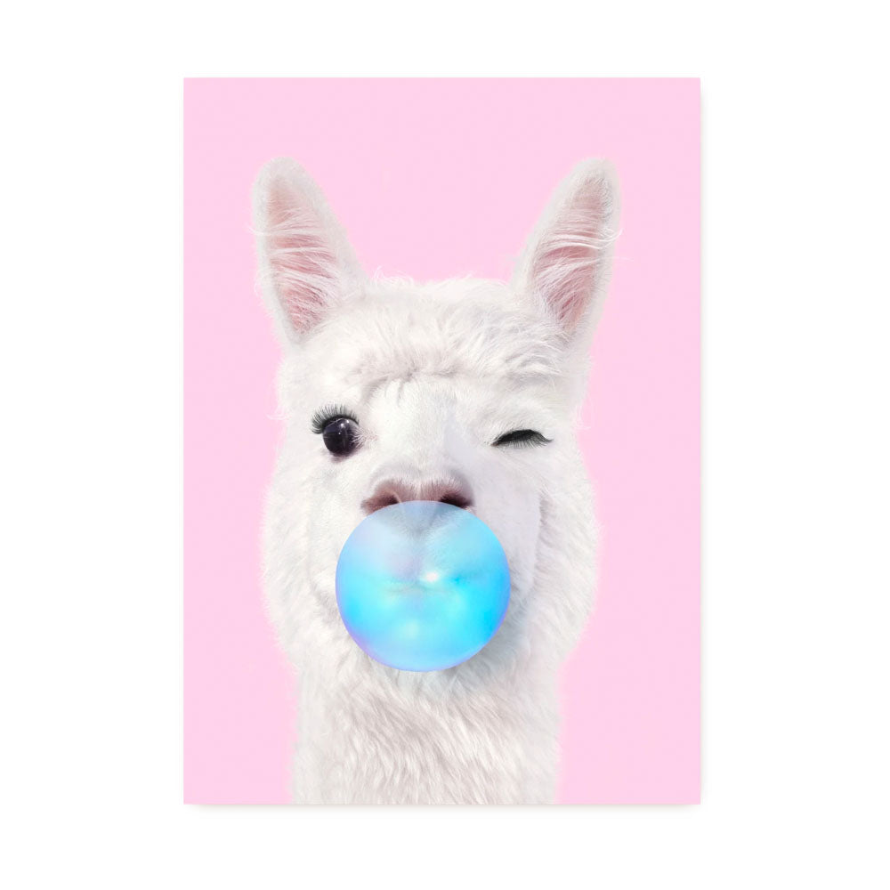 Bubblegum Llama Postcard | Lagom Design | Postcards