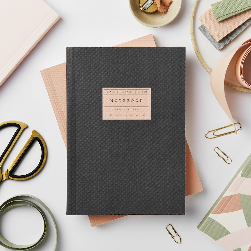 Charcoal Lay Flat Notebook | Katie Leamon | Blank Notebooks