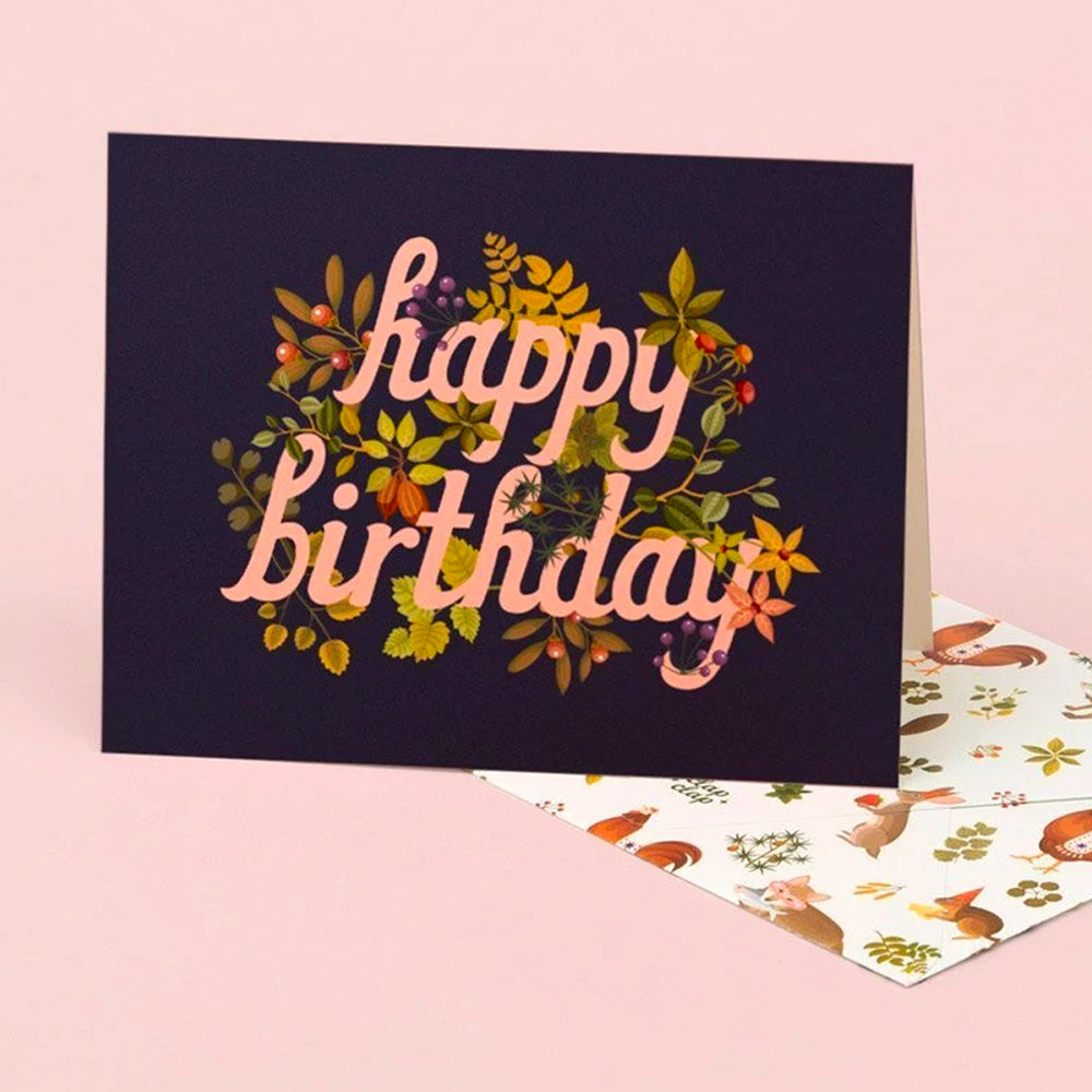 Navy Botanic Birthday Card | Clap Clap | Birthday