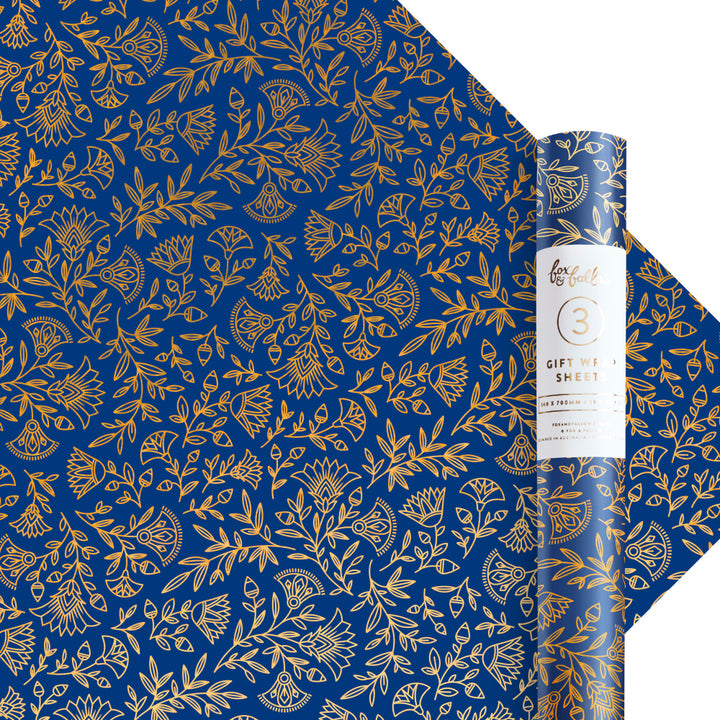 Gold-Foil Navy Amulet Gift Wrap Roll | Fox & Fallow | Gift Wrap Sheets