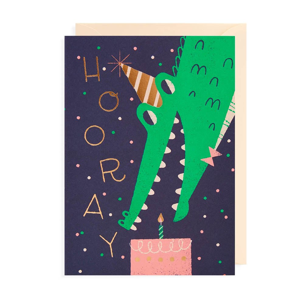 Hooray Crocodile Birthday Card