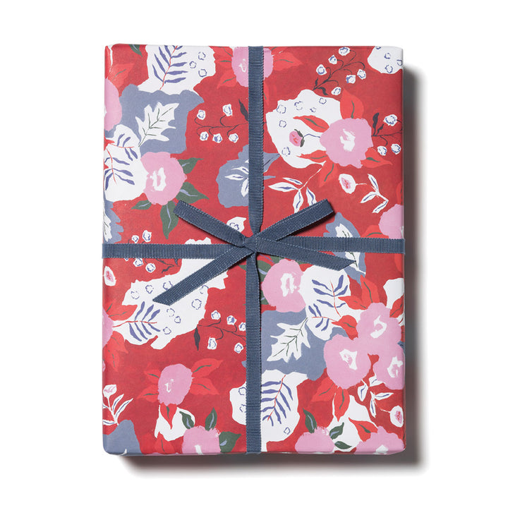 Ruby Red Flower Gift Wrap Roll | Red Cap Cards | Gift Wrap Sheets