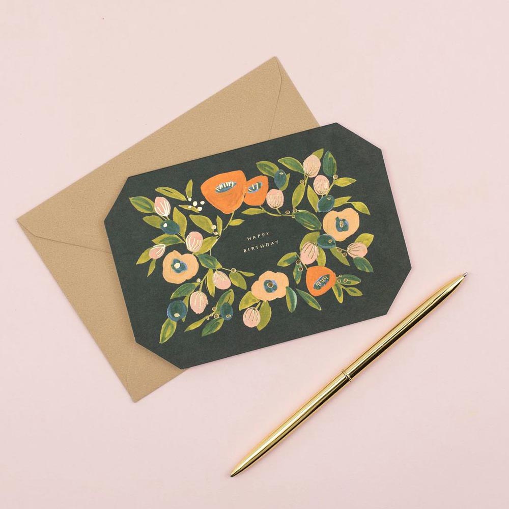 Happy Birthday Floral Shaped Card