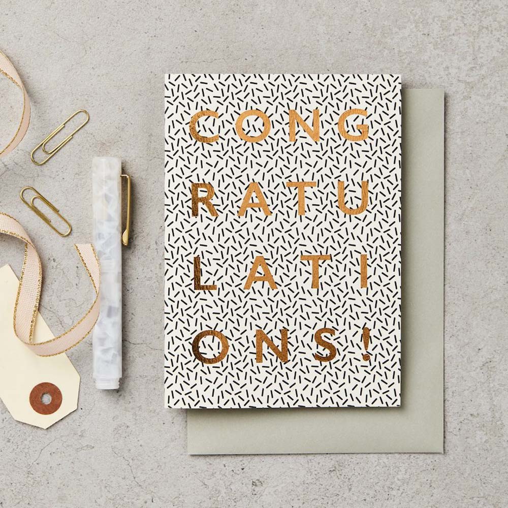 Black and White Confetti Congratulations Card