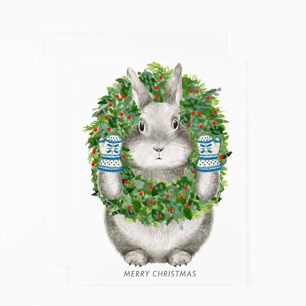 Bunny With Wreath Card