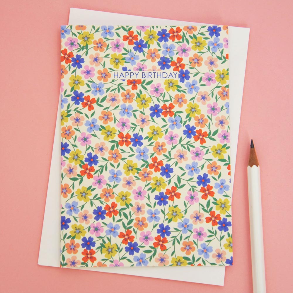 Colourful Floral Birthday Card