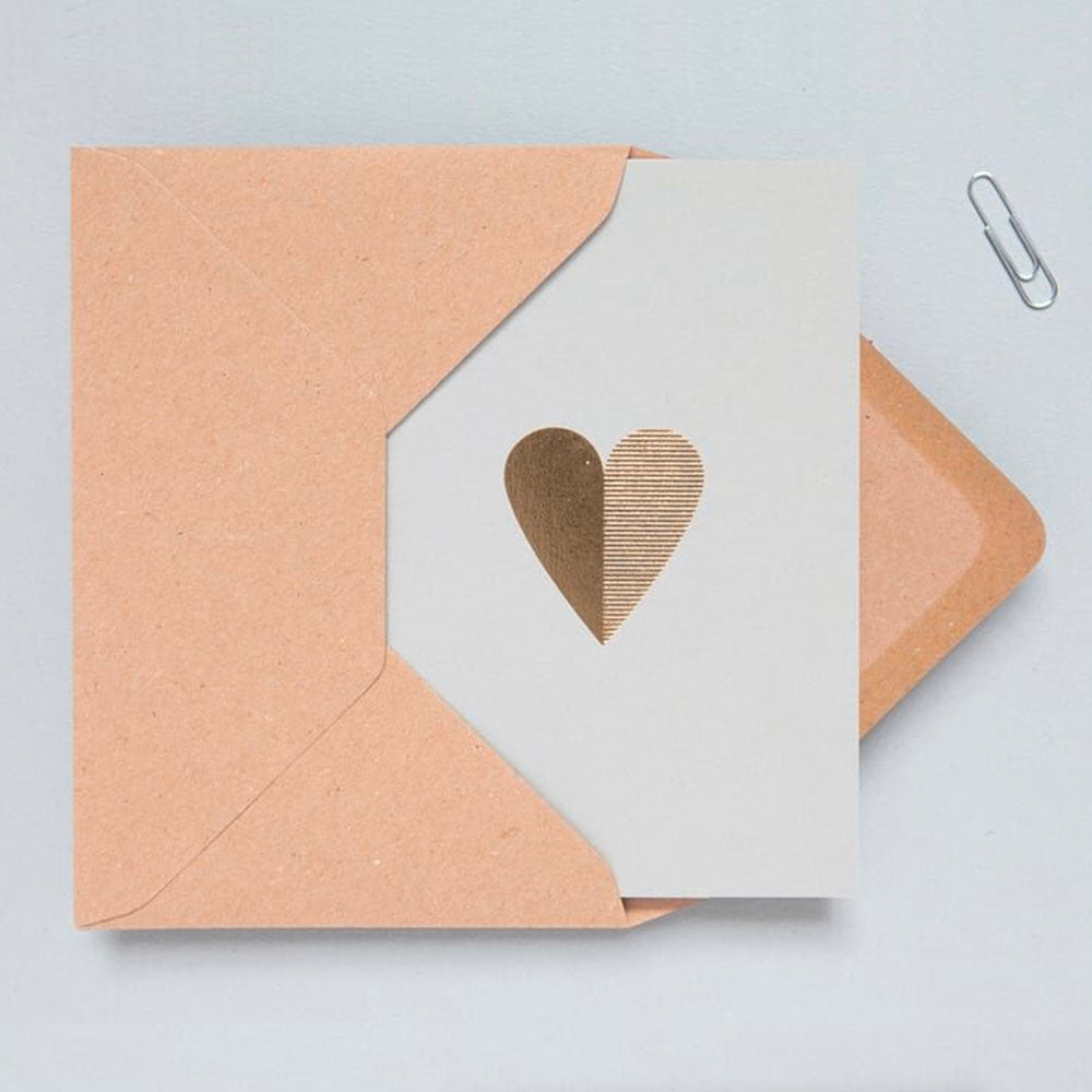 Foil Blocked Light Grey Heart Card