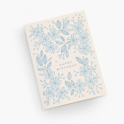 Blue Floral Birthday Card