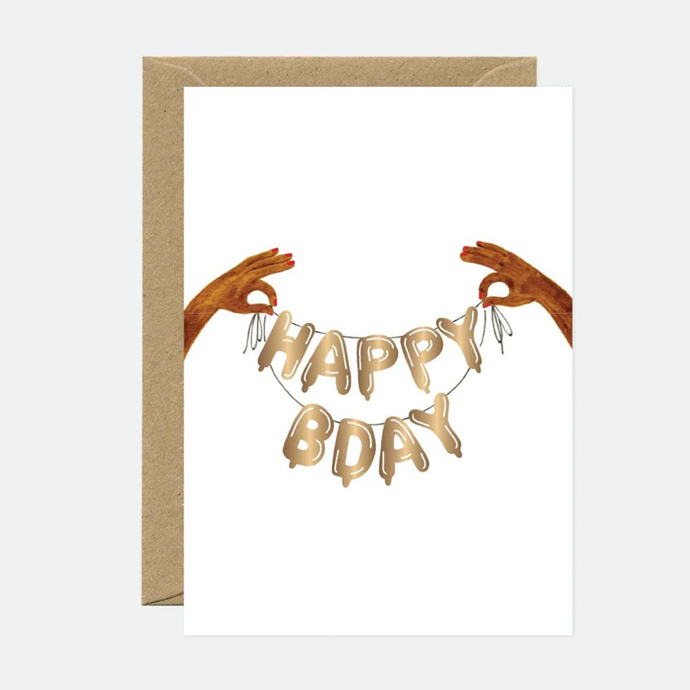 Gold Foil Balloons Birthday Card