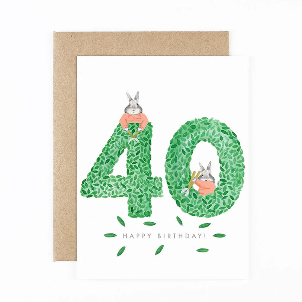 Topiary 40th Happy Birthday Card