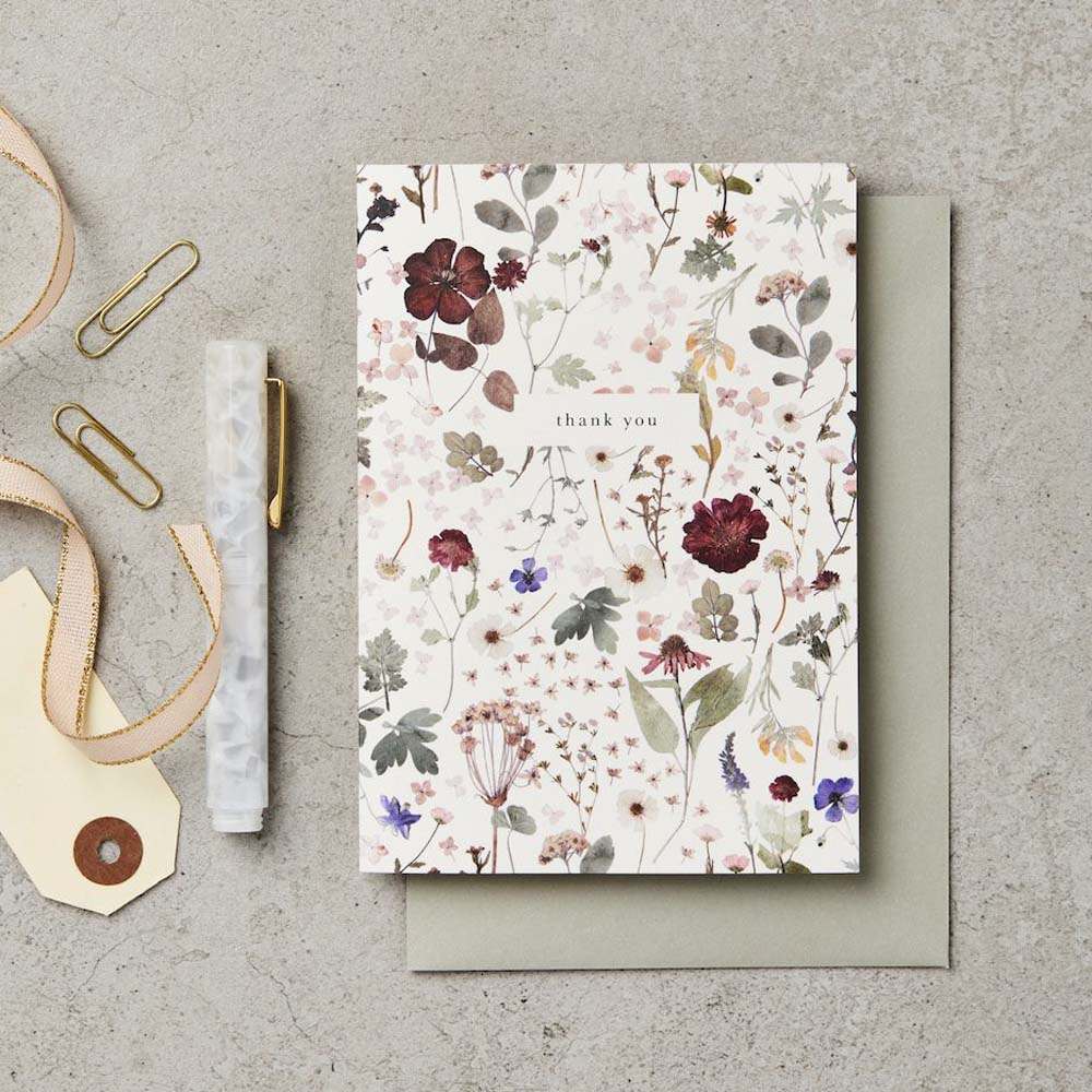 Pressed Floral Thank You Card