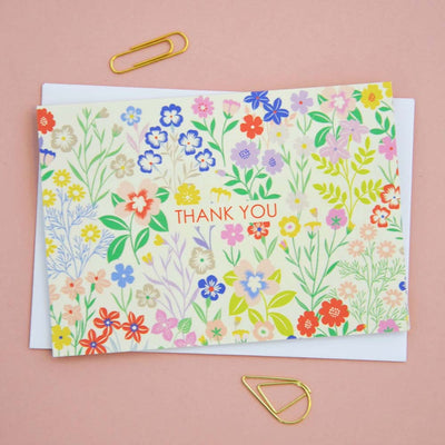 Flowers and Birds Thank You Card Set