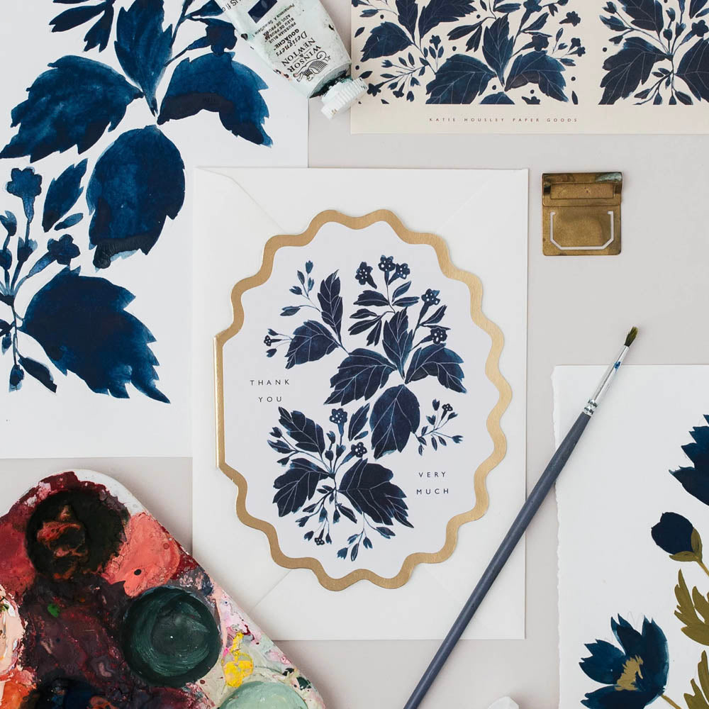 Thank You Very Much Botanical Scallop Card