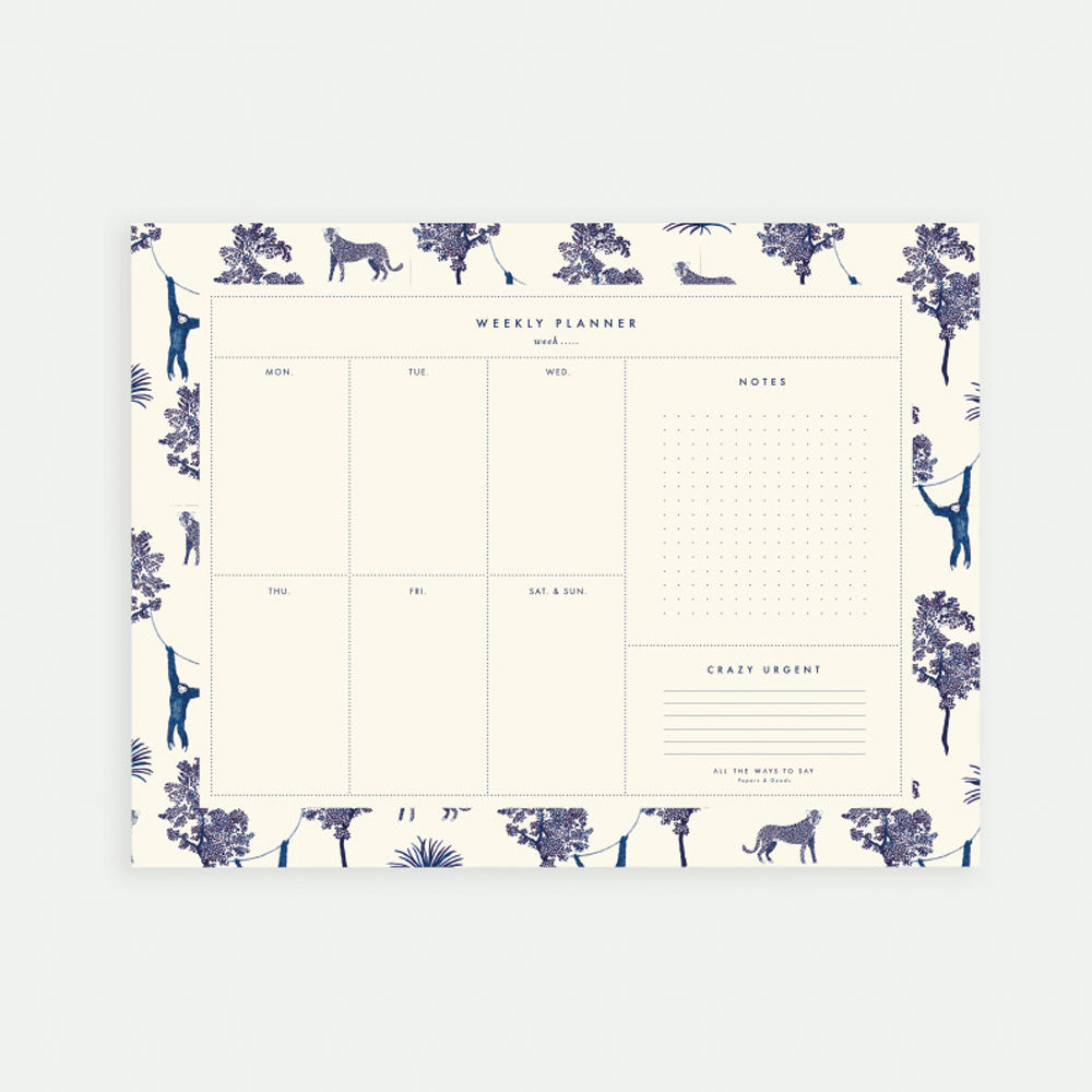 Blue Jungle Weekly Planner Pad