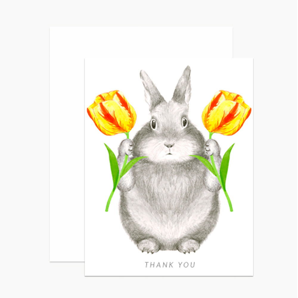 Bunny With Tulips Thank You Card | Dear Hancock | Thank You
