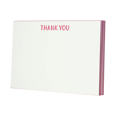 Cherry Red Edge Painted Thank You Flat Note Set | Smudge Ink | Thank You Card Sets