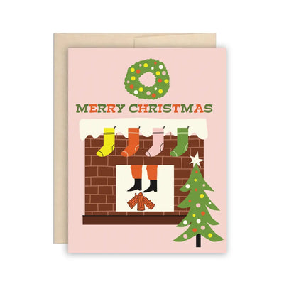 Santa Fireplace Holiday Christmas Card | The Beautiful Project | Seasonal