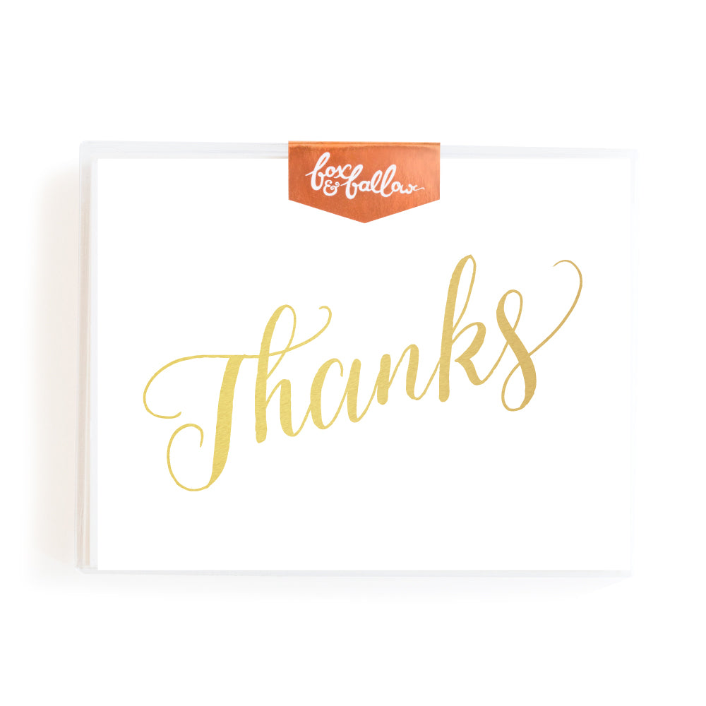 Thanks Foil Greeting Card Boxed Set | Fox & Fallow | Thank You Card Sets