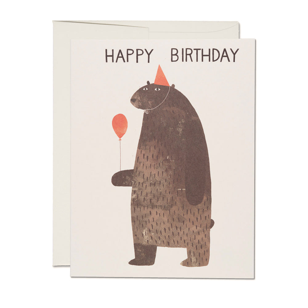 Party Bear Birthday Card | Red Cap Cards | Birthday