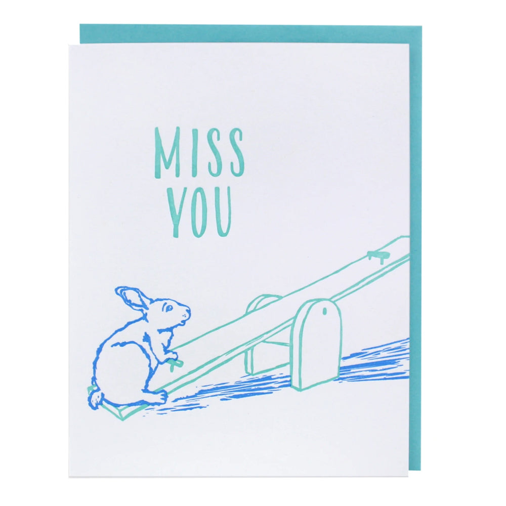 Lonely Seesaw Miss You Card | Smudge Ink | Friendship + Love