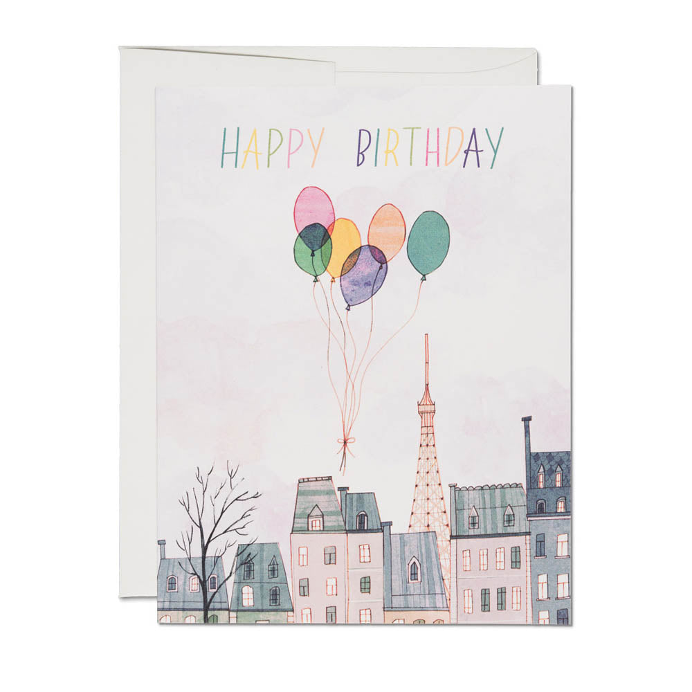 Paris Balloons Birthday Card
