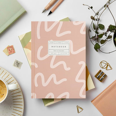 Rose Squiggle Lay Flat Notebook | Katie Leamon | Blank Notebooks