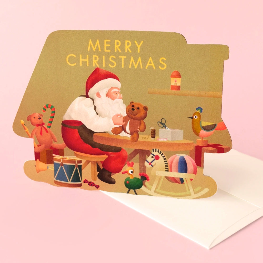 Santa and Toys Christmas Die Cut Card | Clap Clap | Seasonal