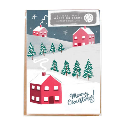 Snowy Houses Assorted Christmas Cards Set | Jade Fisher | Seasonal Card Sets