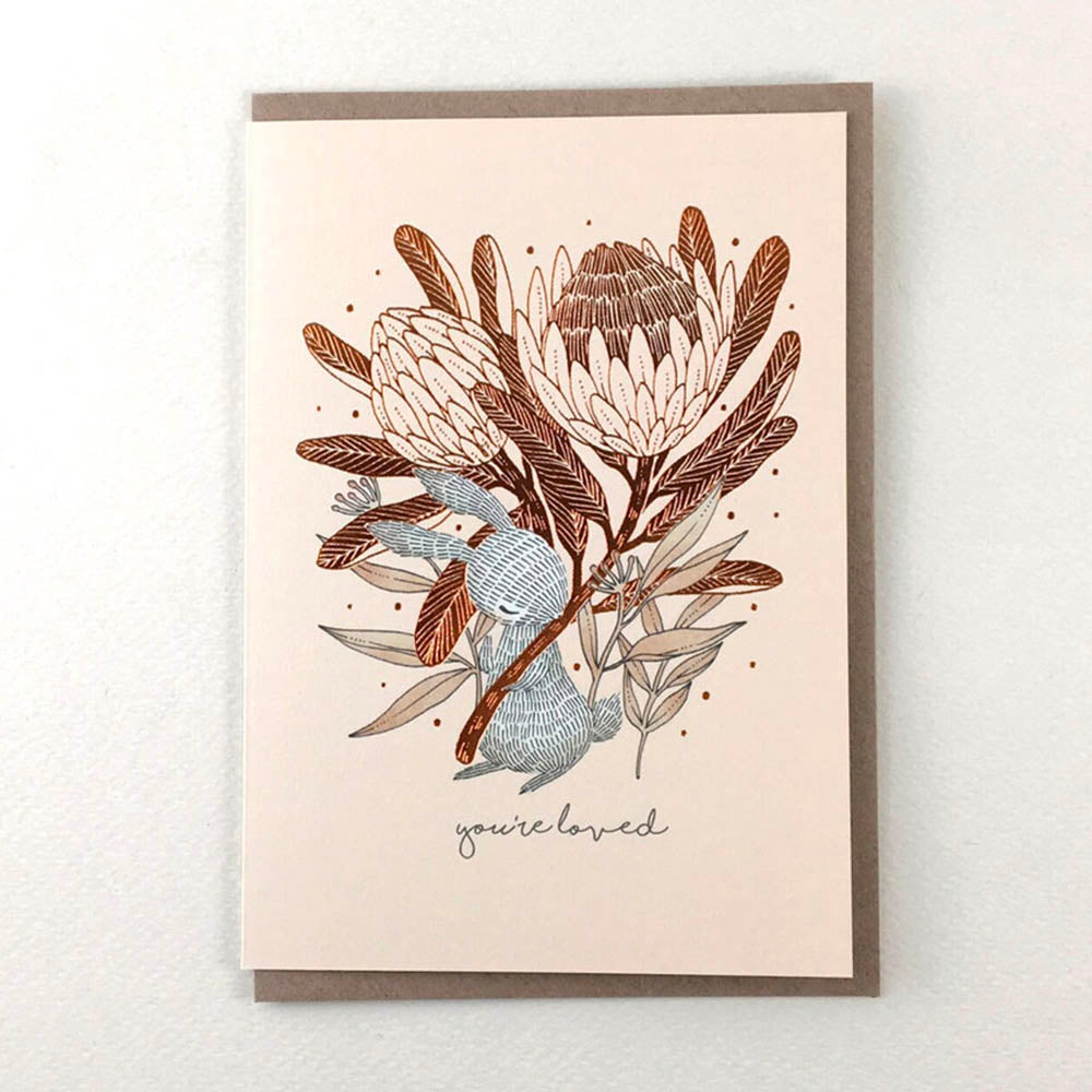 You're Loved, Rabbit & King Protea Card