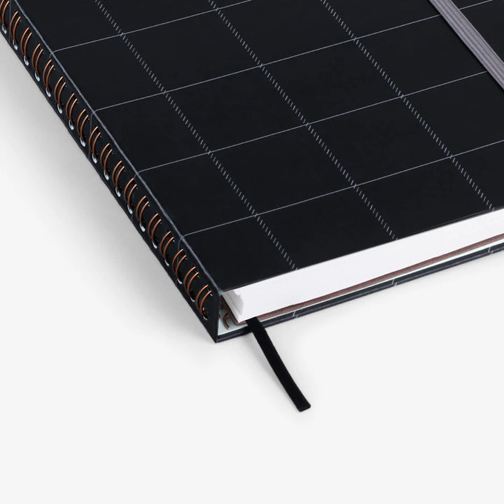 Black Plaid Wirebound Notebook with dotted pages | Mossery | Dotted Notebooks