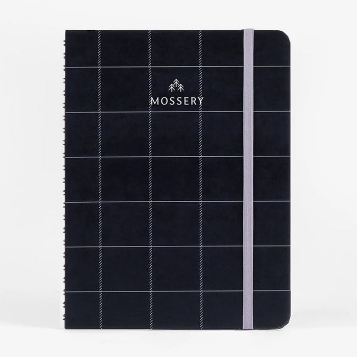 Black Plaid Wirebound Notebook with dotted pages | Mossery | Dotted Notebooks