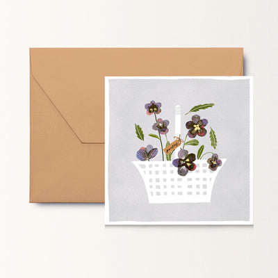 Basket of Pansies Square Card | After Providence | Everyday