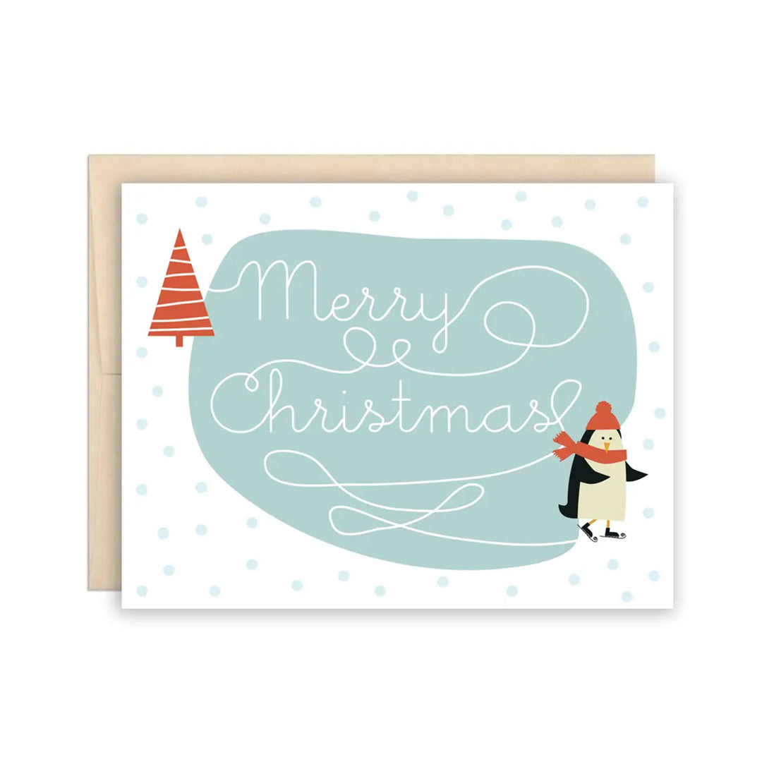 Penguin on Ice Holiday Christmas Card | The Beautiful Project | Seasonal