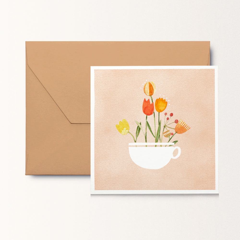 Teacup of Tulips Square Small Card | After Providence | Everyday